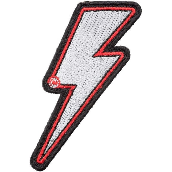 Silver Lightning Bolt Red Border Right Patch, Lightning Patches