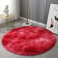 thumbnail image 6 of AuroraX Plush Living Room Area Rug Ultra Soft Non-Slip Backing Fluffy Red Bath Mat Rug Art Deco Round, 6 of 7