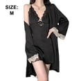 thumbnail image 2 of Conjuntos de pijamas para mujer, bata con camisón sexy sin mangas, camisón de encaje con cuello en V, 2 of 6