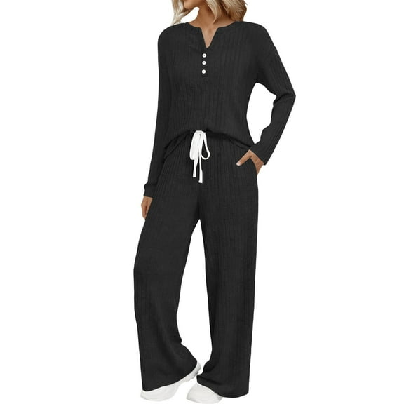 MEICHEN Pajamas for Women Set Womens Pajamas 2 Piece Sets Outfits Matching Suits Long Sleeve Sweater Long Pants Pockets Womens Sleepwear