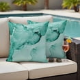thumbnail image 4 of Turquoise Marble Outdoor Waterproof Pillow Covers, Nature Marble Stone Ripple Modern Art Decorative Square Throw Pillowcase Sofa Cushion Sham for Patio/Couch/Chair, 16"x16" 2 Pack, 4 of 8
