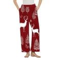 thumbnail image 2 of Gamivast Christmas Flannel Pajama Pants Women Winter Elastic High Waist Warm Joggers with Pockets Causal Loungewear Straight Wide Leg Holiday Pj Sweatpants Printed Cute Christmas Pajama Pants, 2 of 6