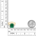 thumbnail image 5 of Gem Stone King 18K Yellow Gold Plated Silver Emerald Cut Green Simulated Emerald Ring for Women | 5.66 Cttw | Available in Size 5, 6, 7, 8, 9, 5 of 6