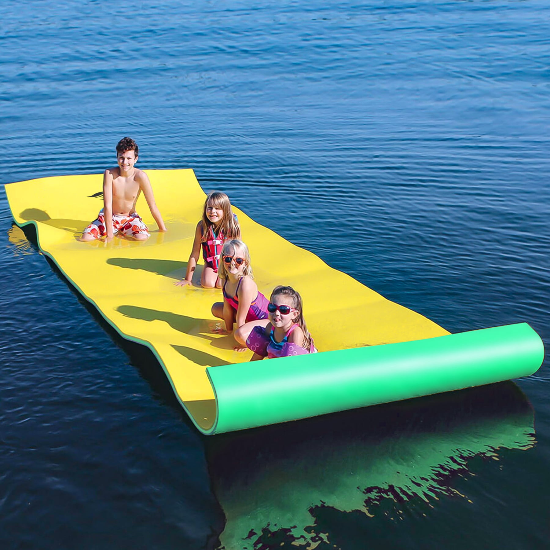 9x6ft 3-Layer Floating Water Pad Float Sport XPE Foam Mat Raft Lake Beach Pool 