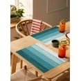 thumbnail image 3 of Farmhouse Ombre Turquoise Wood Placemats Set of 6 Washable Table Mats for Kitchen Dining Table, Heat-Resistant Cotton Linen Place Mats for Indoor Outdoor Parties Holiday Decoration, Rustic Retro Barn, 3 of 6