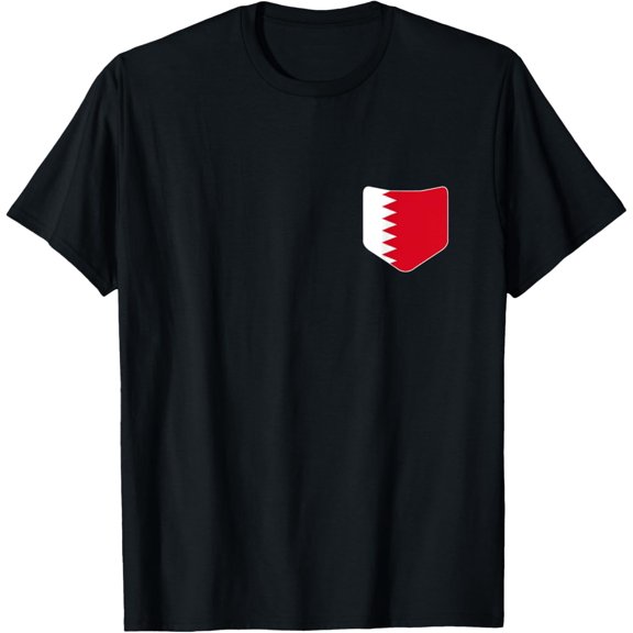 men and women can wear,Bahrain Flag with Printed Bahraini Flag Pocket T-Shirt