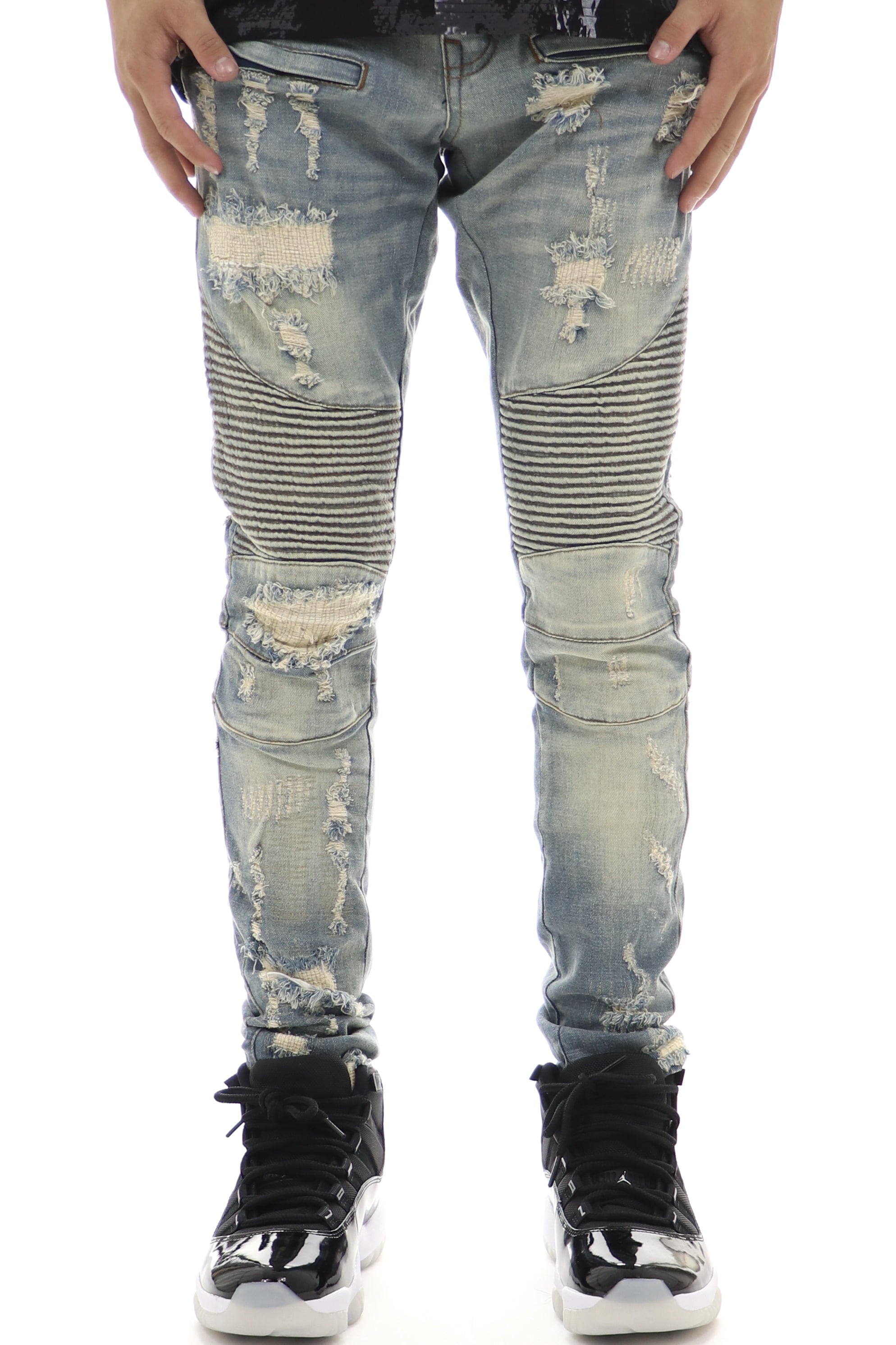 Focus Ripped Repair Moto Denim 32W/32L SAND-BLAST - Walmart.com