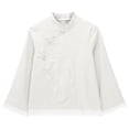 thumbnail image 6 of Vinsonshop Women Cotton Linen Embroidered Tops Embroidered Blouses Loose Fit Peasant Tops Embroidered Boho Tops Loose-fit Cotton Top Chinese Wrap Shirt Womens Beach Outfits (M-4XL), 6 of 9