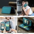 thumbnail image 5 of Mantto Case for iPhone SE 2022/iPhone SE 2020/iPhone 8/iPhone 7 with Card Holder, Retro PU Leather RFID Blocking Credit Card Slots Double Magnetic Clasp Flip Kickstand Shockproof Phone Cover,Blue, 5 of 9