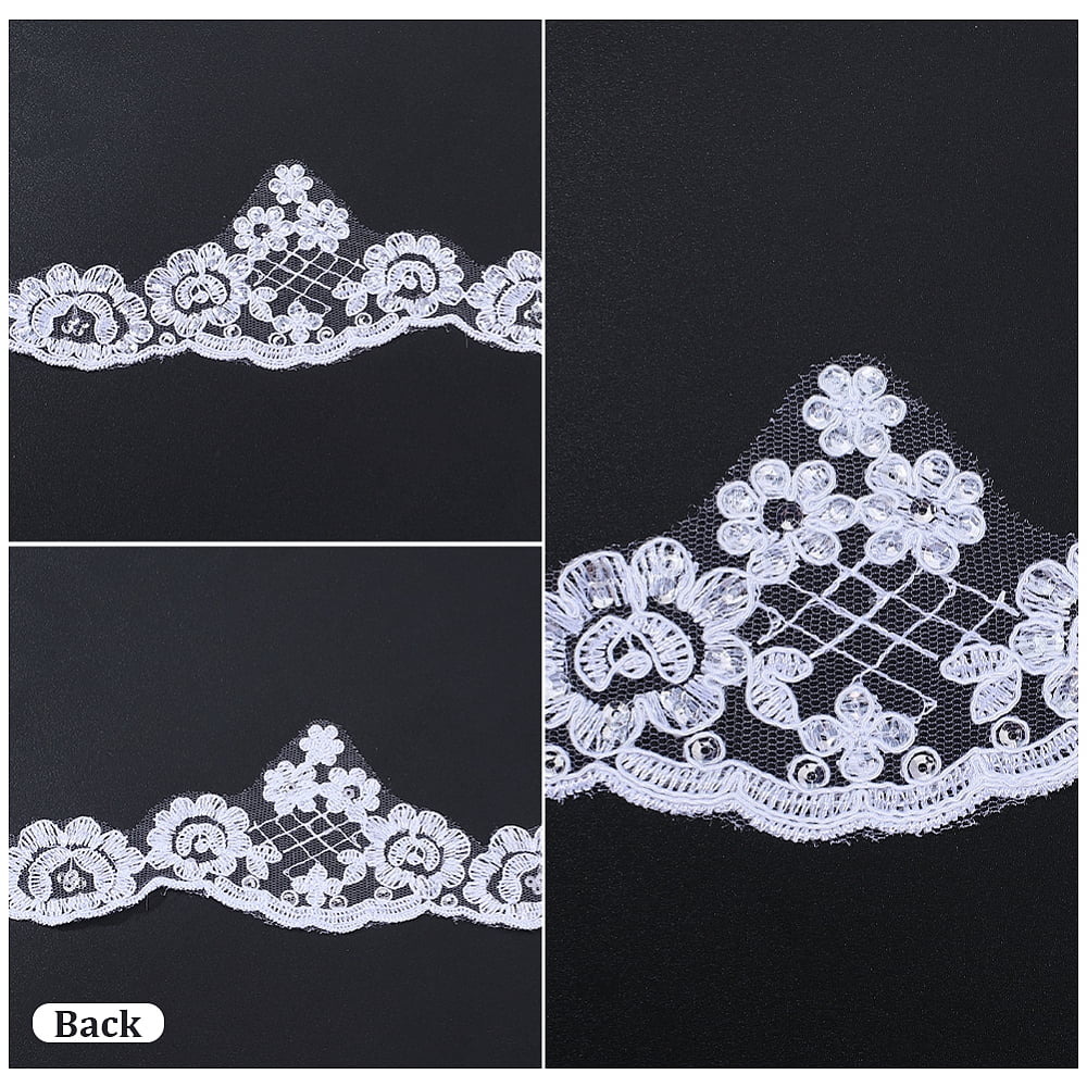 1 Set 5.2 Yards Flower Polyester Lace Trim Ribbon for Sewing Crafts Wedding Decoration White 2-3/4 inch(70mm)