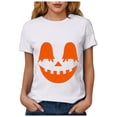 thumbnail image 6 of Akiihool Halloween Tops for Women Plus Size Halloween Shirts for Women Pumpkin Graphic Tshirt Fall Casual Short Sleeve Tee Tops White,XL, 6 of 8