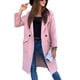 thumbnail image 1 of Chaqueta de abrigo de longitud media con bolsillos grandes Manga larga Cuello vuelto Abrigo con botones de color puro para mujer de invierno Rosa L, 1 of 5
