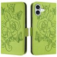 thumbnail image 2 of Wallet Case for iPhone 16, Wrist Strap & Shoulder Strap PU Leather Case, Pattern Kickstand Magnetic Clasp Folio Flip Cover for iPhone 16 Flip Case with Card Holder - Green, 2 of 9