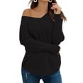 thumbnail image 4 of Hanerdun Women Knitted Sweater Female V-Neck Long Sleeve Pullover Black M, 4 of 6