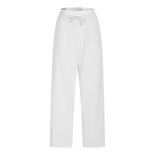 Men's Casual Pants Solid Color Loose Lightweight Comfy Trousers Drawstring Pockets Comfortable Jogger Pant White XL