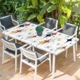 thumbnail image 2 of Diamond Table Cloths for 6 Foot Rectangle Tables, Modern Geometric Middle Century Grey Yellow Red Patio Waterproof Elastic Fitted Tablecloths, Washable Rectangular Table Cover for Camping, 2 of 8