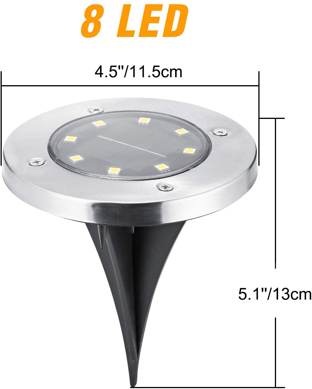 12 Pack Solar Disk Lights, 8 LED Solar Ground Lights, Outdoor Garden Disc Lights, Flat Solar In-Ground Lights Waterproof Landscape Lighting for Pathway Lawn Yard Driveway Walkway, Warm White