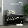 thumbnail image 4 of HOMCOM Shoe Bench with 2 Flip Drawers, Cushion, 8 Pairs for Entryway Black, 4 of 10