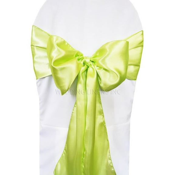 Wedding Linens Inc. (10pcs) 8" x 108" Satin Chair Sashes Chair Sash Bow ties for Wedding Party Catering Banquet Decoration Events - Key Lime