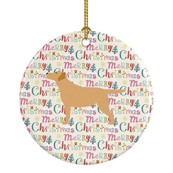 Yellow Labrador Retriever Merry Christmas Ceramic Ornament 2.8 in x 2.8 in
