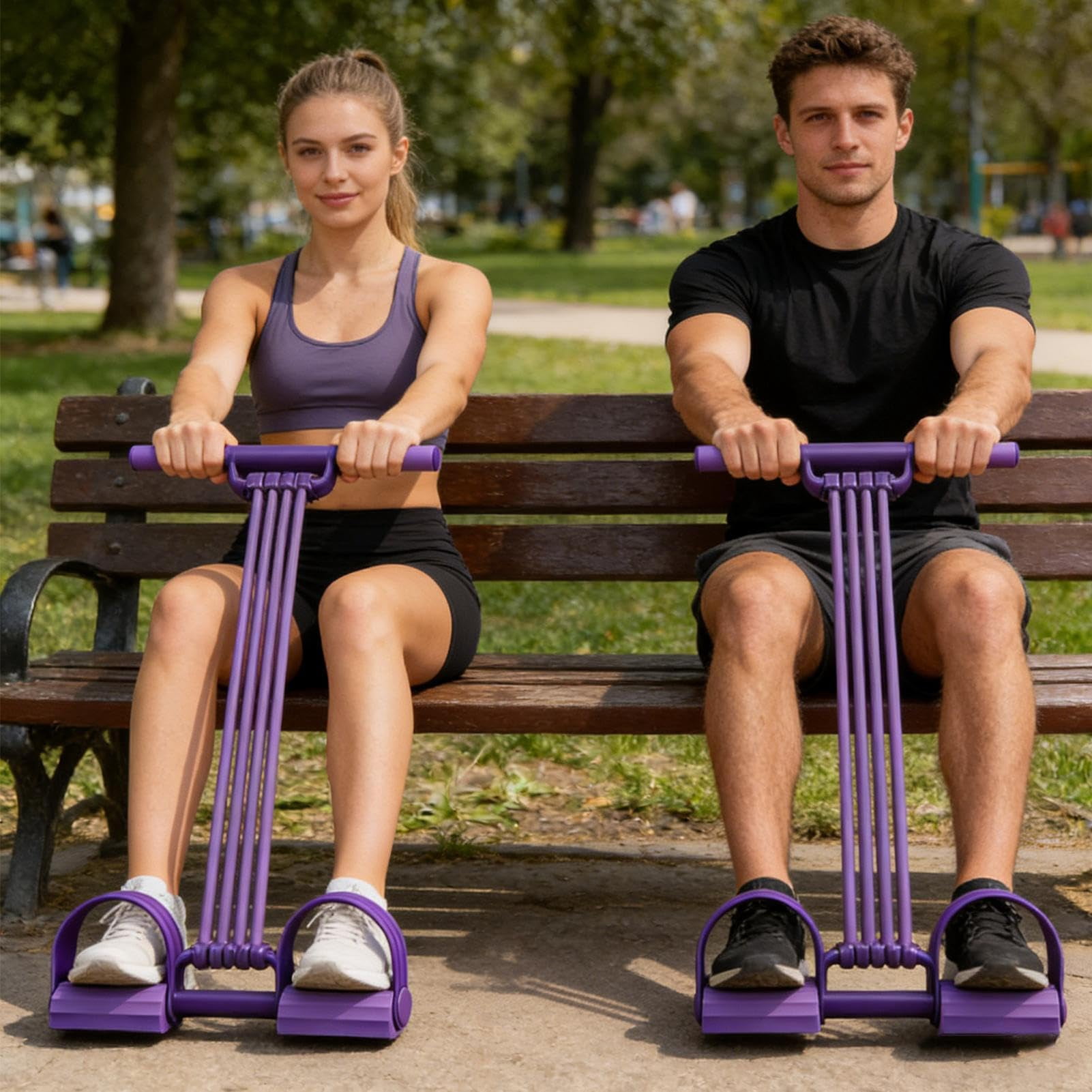 Multifunction Pedal Resistance Band Trainer, Elastic Abdominal Exercise Rope with Handles, Sit-Up Training Equipment for Full Body Workout at Home Gym