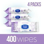 Nice N CLEAN Fragrance Free Sensitive Skin Baby Diaper Wipes, 4 Flip-Top Packs (400 Total Wipes)