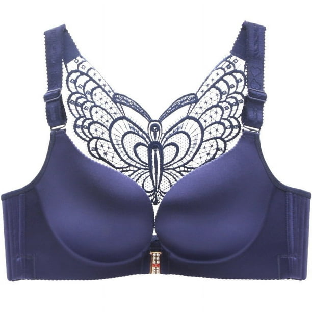 Sujetador de talla grande con hebilla delantera para chicas gorditas, copa grande, sin costuras, push up, ajustable, mariposa, espalda hermosa, ropa interior sexy suave