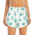 thumbnail image 2 of Picia Turtle Pattern Women's 2 in 1 Athletic Running Shorts High Waisted Workout Casual Gym Sweat Shorts with Comfy Liner Zipper Pockets-Medium, 2 of 9