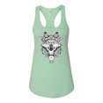 thumbnail image 2 of Drawn Tribal Wolf Animal Lover Ladies Racerback Tank Top, Mint, Large, 2 of 3