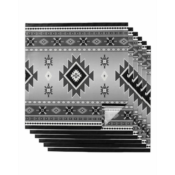 Hokiten Kitchen Dinner Napkins Set of 6 Gray Aztec Cloth Napkins Reusable Washable Table Napkins for Weddings Cocktail Parties Holiday Table Decor 20x20 Inch