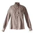 thumbnail image 4 of HOWPAY Plaid Shirts for Women Button down Long Sleeve Classic Collared Casual Shackets Loose Fit Business Stretch Oversized Fall Clothes Khaki S, 4 of 5