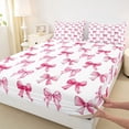 thumbnail image 4 of Erosebridal Pink Princess Bowknot Bed Sheets For Girls,Cartoon Bow Kids King Sheets 4 Pieces, 4 of 6