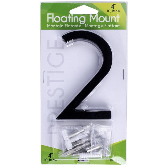 HY-KO 4" Black Floating Mount House Number 2