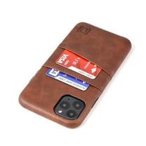 Dockem iPhone 11 Pro Max Exec M2 Wallet Case; Built-in Metal Plate, 2 Card Slots, Brown