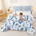 thumbnail image 3 of spefrowx Watercolor Seahorse Queen Comforter Set for Kids, Blue Coral Spiral Shell Comforter Sets Queen, Reversible, 3-Piece, 1 Comforter and 2 Pillowcases, 3 of 6