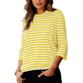 thumbnail image 4 of Abomasnow Women's Striped Shirts 3/4 Length Sleeve Crewneck Color Block Tops Casual Soft Breathable Workout Shirts, 4 of 5