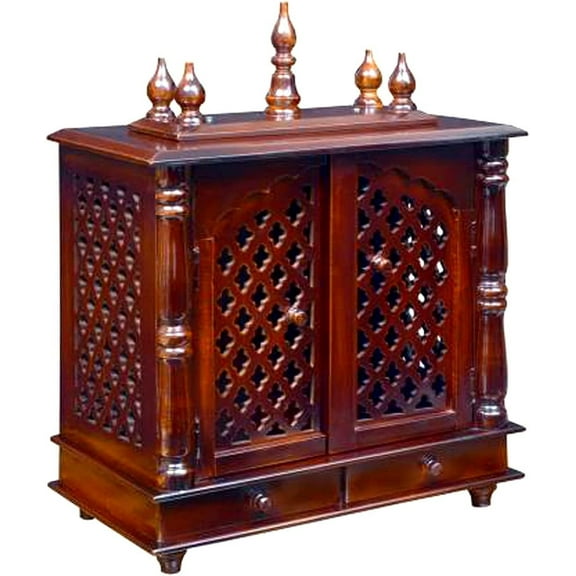 Wooden Pooja Temple For Home And Office / Mandir With Doors / Temple For Home / Wall Hanging Mandir / Mandir With Cabinets And Storage