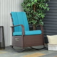 thumbnail image 2 of Outsunny Chaise Berçante en Osier avec Coussin Repose-Pieds Réglable Turquoise, 2 of 10
