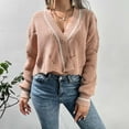 thumbnail image 2 of Lilgiuy Women's Fall V Neck Single Breasted Chain Link Sweater Cardigan，Pink, Winter Dresses for 2022, 2 of 5