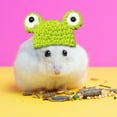 thumbnail image 5 of Diceymbol Small Animal Knit Hat Collection Bunny/Frog/Mushroom Designs for Syrian Hamsters, Chinchillas & Parakeets Adjustable Strap Miniature Pet Fashion, 5 of 6