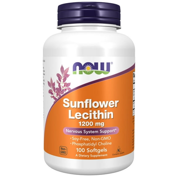 NOW Supplements, Sunflower Lecithin 1200 mg with Phosphatidyl Choline, 100 Softgels