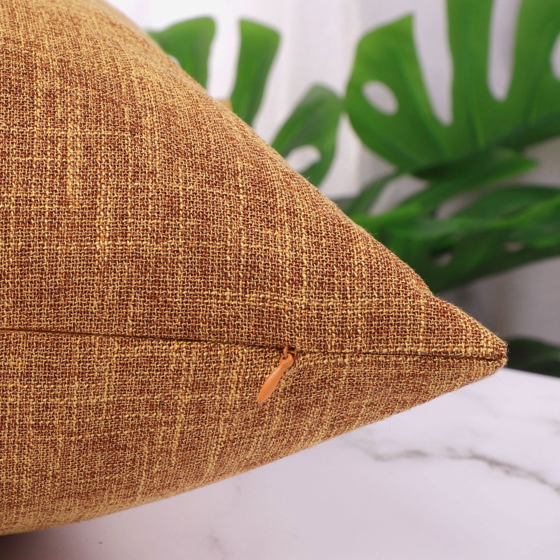 Unique Bargains 2 Pack Cotton Linen Throw Pillow Covers 18" x 18" Orange