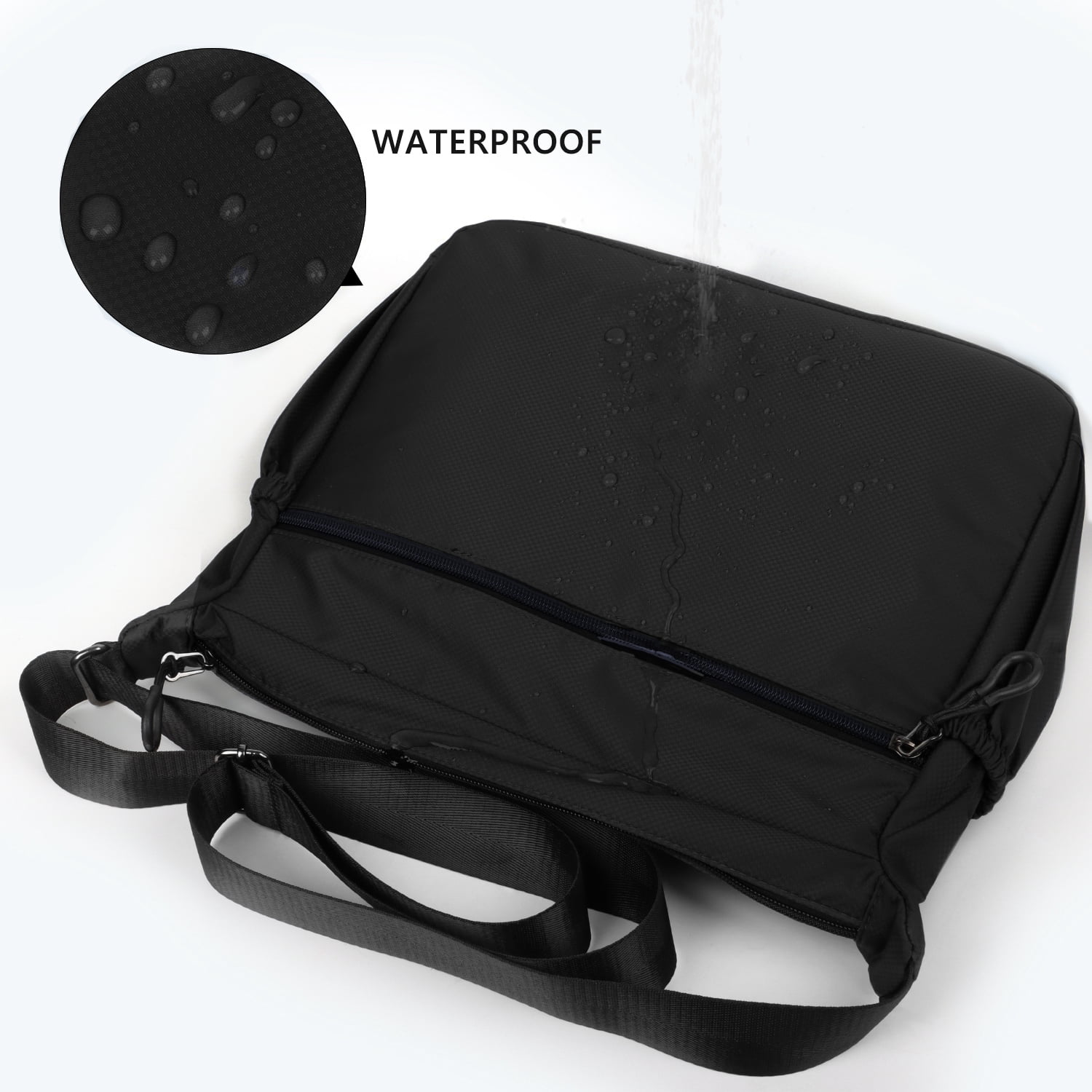 Crossbody Bag for Women Men Multi-Pocket Shoulder Purse Waterproof Lightweight Casual Travel Satchel Handbag,Black,319
