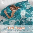 thumbnail image 4 of 3 Piece Teal Green Ocean Shark Duvet Cover Set Queen Size, Microfiber Comforter/Quilt Cover with Corner Ties and 2 Pillowcases, Coastal Wave Summer Beach All Season Soft Bedding with Zipper Closure, 4 of 8
