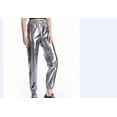 thumbnail image 5 of Musuos Women Shiny Metallic Jogger Pants, High Waist Stretchy Holographic Color Hip Hop Trousers, 5 of 5