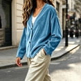 thumbnail image 6 of Ixbnca Velvet Cardigan for Women Loose Solid Color Long Sleeve Tops Casual Button Down V-Neck Winter Outerwear, 6 of 7