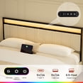 thumbnail image 6 of GUNAITO King Bed Frame with Headboard, Platform Bed with 2 Drawers, Velvet Upholstered Bed Frame with LED Lights & Charging station，Beige, 6 of 9
