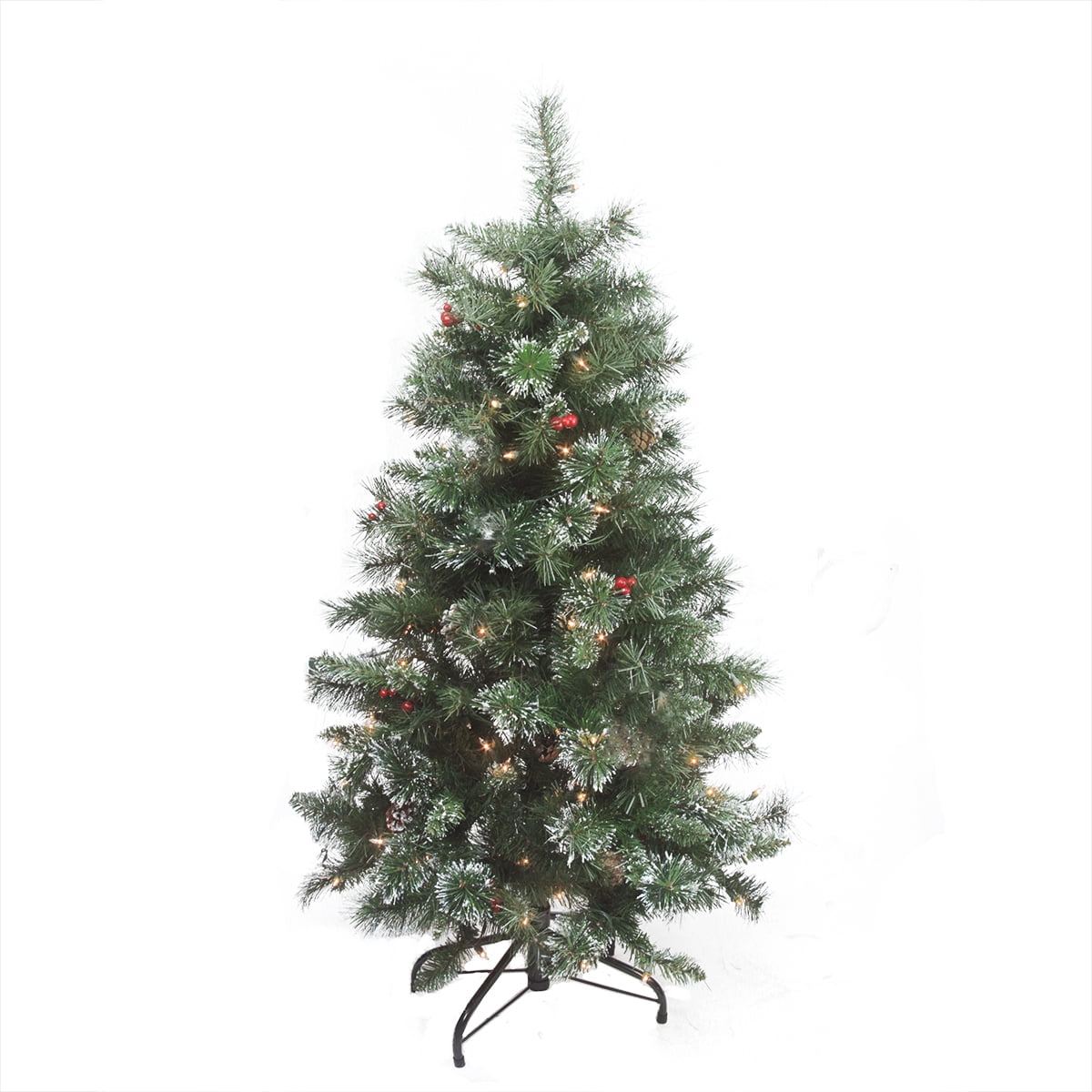 4' PreLit Frosted Mixed Pine Medium Artificial Christmas Tree Clear
