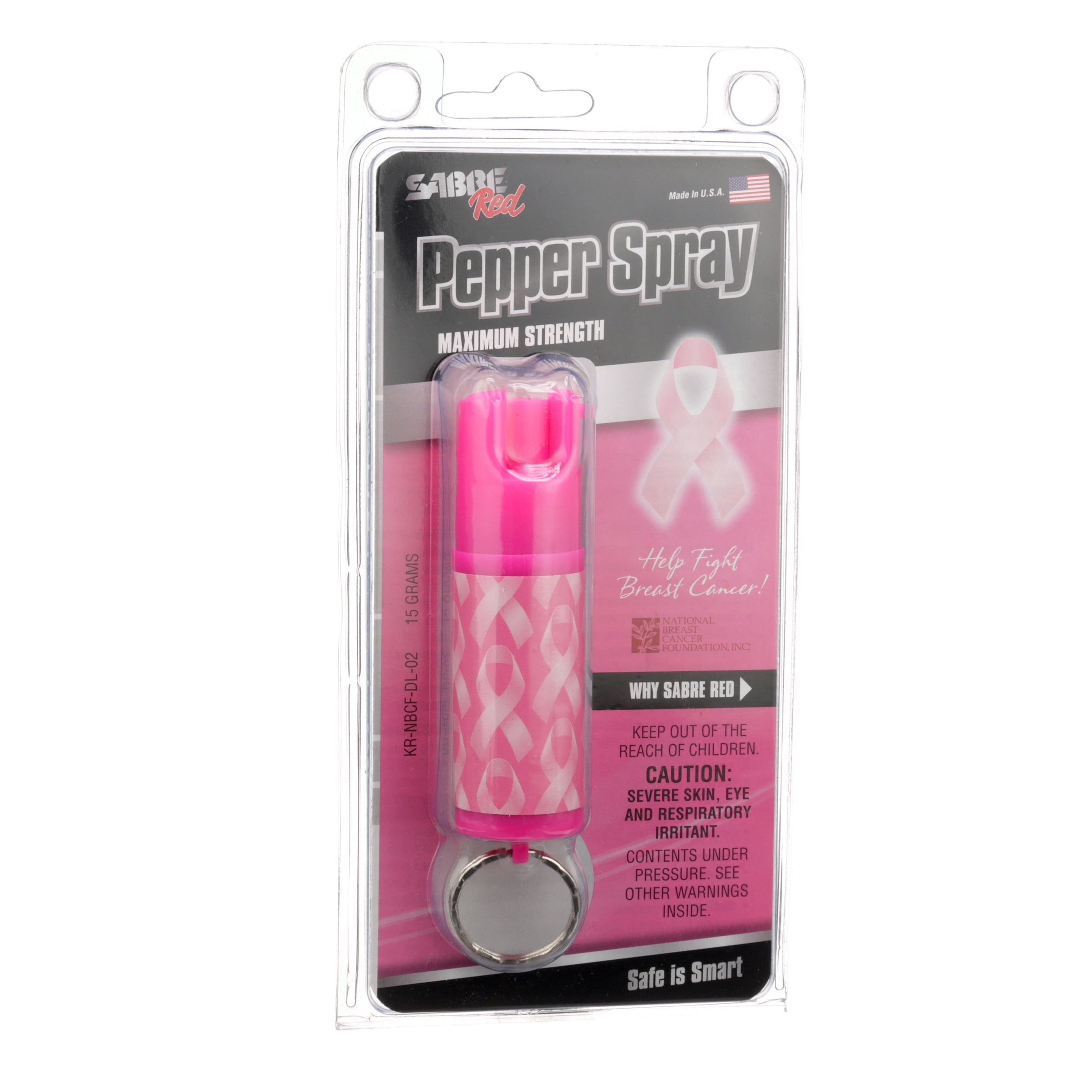 Sabre Designer Pepper Spray With Rink Ribbons And Key Ring