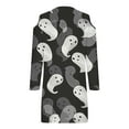 thumbnail image 5 of Fartey Halloween Mini Dresses for Women 2024 Cute Spooky Print Cold Shoulder Dress Ring Hole Strap Long Sleeve Dress Elegant V Neck Tunic Dresses, 5 of 5